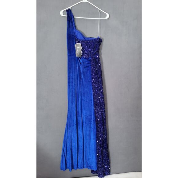 Miss Ord One Shoulder Draped Sequin Evening Gown Prom Dress Small - Picture 6 of 9